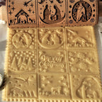 Christmas Wooden Rolling Pin for Baking Engraved Embossing Rolling Pin Cookie Stamps Roller Square Grid Cookies Mold Kitchen Decor Tools for Baking Embossed Cookies (9 Grilles Jesus)