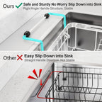 GSlife Expandable in Sink Small Dish Drying Rack - Stainless Steel Capacity Adjustable Over The Sink Dish Rack with Cup Holder and Utensil Holder, 12"~16.8" L x 10.4" W, Silver