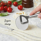 Boska Stainless Steel Pizza Cutter - Copenhagen Multifunctional Pizza Wheel Cutter - Handheld Food Slicer - Silver Non-Stick Adjustable Roller - Dishwasher Safe - For Kitchen Cooking