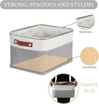 DECOMOMO Storage Baskets for Shelves - Fabric Storage Bins, Linen Closet Organizers and Storage (Grey & White, Large - 3 Pack)