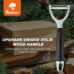 KULUNER 304 Stainless Steel Multi-Function Kitchen Peeler - With Solid Wood Handle, Sharp & Durable Blade, Effortlessly Peels Vegetables and Fruits, Essential Kitchen Tool