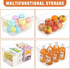 12 Pack Large Clear Plastic Storage Bins,Plastic Containers with Handle for Pantry Organizer and Storage,Perfect for Kitchen,Fridge,Cabinet, Closet,Bathroom Under Sink Storage