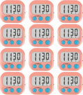 12 Pack Digital Kitchen Timers for Cooking Magnetic Timer for Cooking Loud Alarm Pink