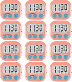 12 Pack Digital Kitchen Timers for Cooking Magnetic Timer for Cooking Loud Alarm Pink