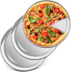 P&P CHEF 10 Inch Pizza Pan, Stainless Steel Round Pizza Tray Baking Pans, Pizzas Plate Serving Tray for Cookie Meat, Oven & Dishwasher Safe & Easy Cleaning, (Mirror Finish) - 3 Pieces