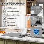 Dish Drying Mat for Kitchen Counter | Coffee Bar Mat for Countertops | Heat Resistant Drainer Mat with Non-slip Rubber Backed | Hide Stain Kitchen Absorbent Draining Mat | Grey 16"x20"
