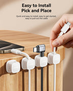 12-Pack Magnetic Cable Clips Cord Organizer-Cable Smooth Adjustable, Rocoren Desk Cable Management Accessories,Cable Holder Clips Wire Holder Keeper for Desktop,Nightstand,Wall,Home Office,Phone,Car