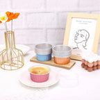 EUSOAR Baking Cups Aluminum Foil, 5oz Pack of 30 Blue Red Rose Gold Cupcake Cups with Lids, 125ml Pie Ramekins, Desserts Flans, Custard Cake Pudding Cups, Catering Party Favor