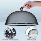 HEMOTON Mesh Food Cover Stainless Steel Mesh Dome Food Cover Protector, Round Mesh Screen Food Tent for Kitchen, Outdoor, Picnic, Reusable, Large,15.7-Inch