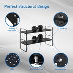 Expandable Cabinet Shelf Organizer Adjustable Metal Spice Rack Stackable Freestanding Counter Storage Shelves for Kitchen Cabinet Under Sink Office Desk (Black - 2Pack - L16.5-27'' * W8'' * H9.6'')