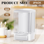 Hushee 2 Pcs Commercial Soap Dispenser Wall Mounted Manual Soap Dispenser Containers Bathroom Plastic Hand Wash Wall Containers for Kitchen Hotel Liquid