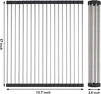 Searik Roll up Dish Drying Rack, Over The Sink Rolling Dish Drainer Rack Multipurpose Foldable Kitchen Stainless Steel Dish Rack Sink Drying Rack for Kitchen Sink Counter (17"x 15.7")