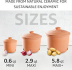 Romertopf Freshness Storage Potato Onion Garlic Clay Pot Set of 3 with Lids - Terracotta