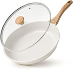 SENSARTE Nonstick Ceramic Frying Pan with Lid 8/9.5/10/11/12.5 Inch Omelet Pan Skillet, Free of Intentionally Added PFAS/PTFE Non-toxic Chef's Pan Induction Compatible Pan, Heat Resistant Handle