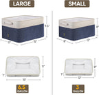 BALEINE 4 Pack Fabric Storage Bins for Shelves, Linen Storage Baskets for Organizing, Decorative Closet Bins for Clothes, Home (Navy Blue, 12"x8"x8")
