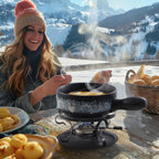 Artestia Swiss Fondue Set for Party - 2L Large Capacity Cheese Fondue Pot Melting Chocolate, Ceramic Fondue Pot, 6 Fondue Forks, Christmas, Wedding Gifts (Enchantment)