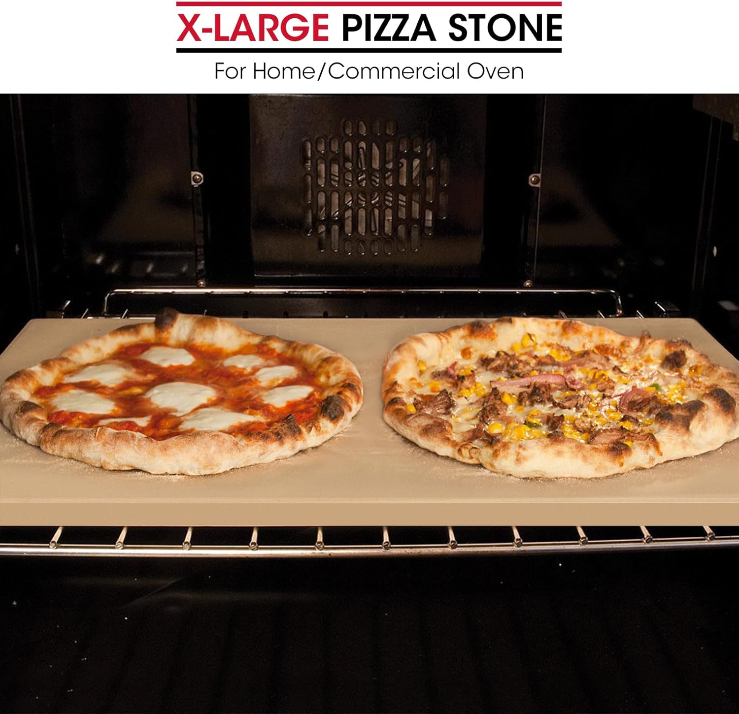 Unicook Extra Large Pizza Stone 24"x18" for 36"/ 48" Wall Ovens, Rectangular Baking Stone, Ideal for Baking Crispy Pizzas, Bread and Cookies, Weighs 16.9 lbs, Does Not Fit 30" Compact Ovens