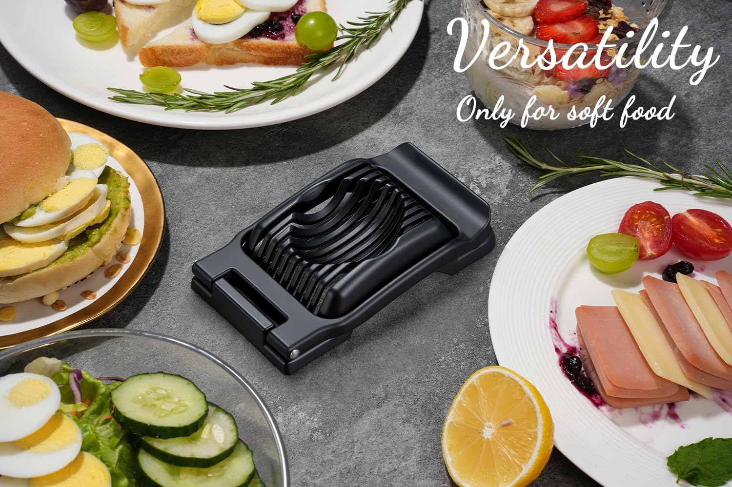 Sopito Heavy Duty Stainless Steel Wire Egg Slicer for Hard Boiled Eggs & Strawberry Other Soft Food, Black