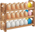 Egg Holder Countertop, 3-tire Solid Wooden Egg Holder, Stackable Egg Storage Basket Holding Up to 36 Fresh Eggs, Chicken, Duck Eggs - Unfinished