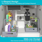 REALINN Under Sink Organizer, Pull Out Cabinet Organizer 2 Tier Slide Out Sink Shelf Cabinet Storage Shelves, Storage for Kitchen Bathroom, Grey, 1 Pack