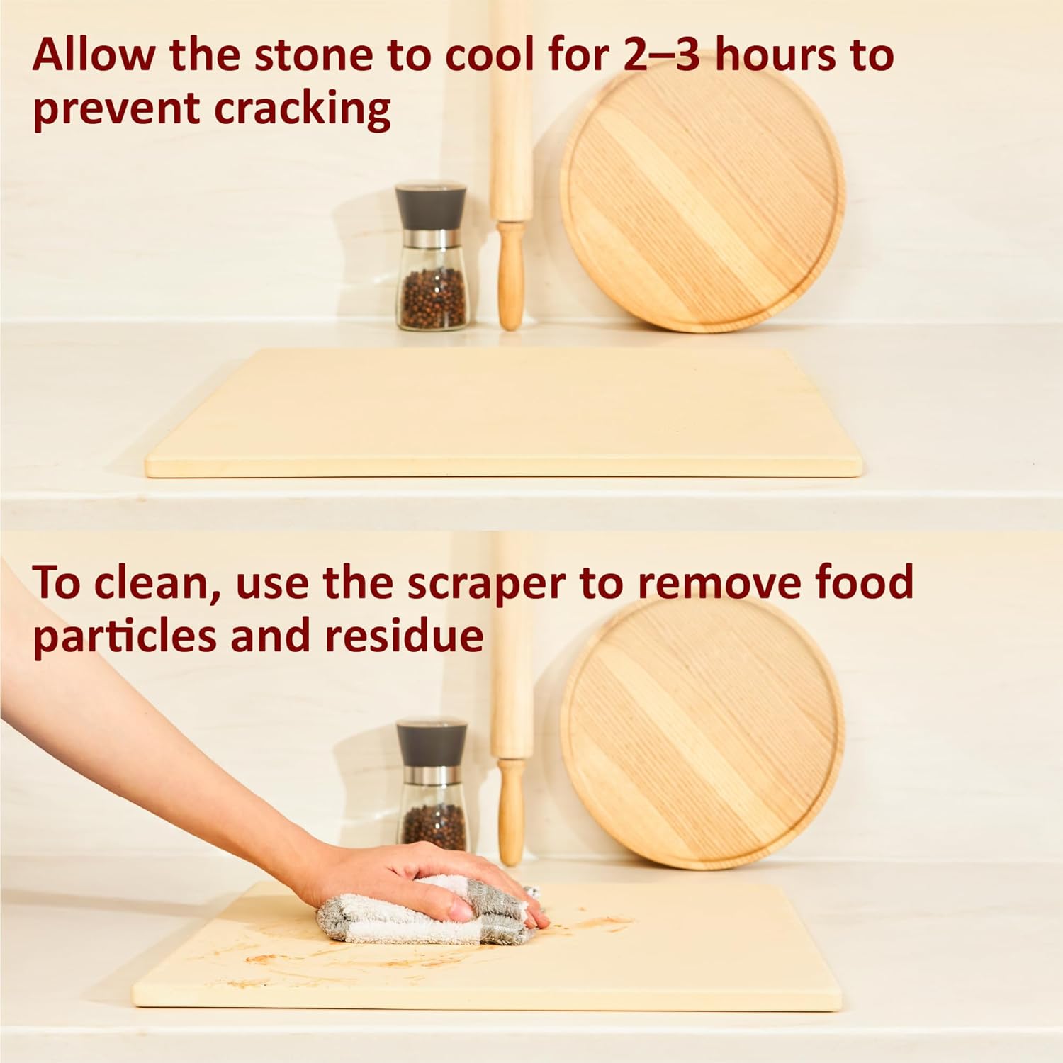 18 Inch Pizza Stone, 16x18 inch Stone for oven and grill - Durable Ceramic Pizza Stone, Heat Resistant up to 1,472°F, Perfect for Homemade Pizza, Bread and More (16x14 inch)