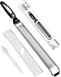 Ourokhome Kitchen Lemon Zester, Stainless Steel Hand Held Parmesan Cheese Grater for Ginger, Chocolate, Coconut, Lime, Nutmeg, Citrus, Fruit, Vegetable with Cleaning Brush, Dishwasher safe, Black