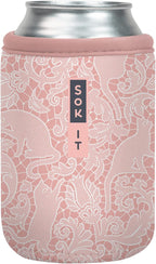 Sok It CanSok Sleeve for Beer & Soda Insulated Neoprene Cover (Paisley Pink Cats, 12oz Can Sleeve)