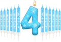 13PCS White and Blue Frozen Themed Party Birthday Candles Set - Blue Number Candles Snowflake Themed Decorations, Girls Party Supplies(Number 4)