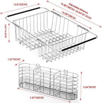 Large Dish Drainer Rack in Sink Adjustable, Expandable 304 Stainless Steel Metal Dish Drying Rack Organizer with Stainless Steel Utensil Holder Over Inside Sink Counter, Rustproof