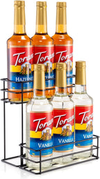 6 Bottle Coffee Syrup Organizer Coffee Syrup Rack for Coffee Bar Kitchen Small Wine Rack for Bar Family Storage for Syrup Wine Dressing