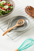 LAUCHUH Ceramic Spoon Rest for Stove Top, Large Spoon Holder, Spoon Rest for Kitchen Counter, Spoons, Ladles, Tongs, Christmas, Farmhouse Kitchen Decor, Spatula Holder Set of 2, Grey