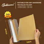 Unbleached Parchment Paper Roll for Baking, 13 in x 242 Ft, 249 Sq.Ft, Baklicious Non-stick Baking Parchment Paper for Baking, Cookies, Bread, Oven, Air Fryer, Steamer, Baking paper