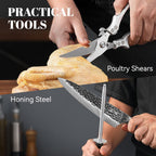 9 Pieces Knife Set with Block, Hand Forged High Carbon Steel Sharp Blade Cooking Knives Set with Holder for Kitchen, Block Chef Knife Set Professional, Best Gifts for Men Women