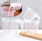 Unbreakable Plastic Measuring Cups 6 Piece Food-Grade Measuring Jugs, 250ml/500ml/1000ml- Capacity, Stackable and Dishwasher-Safe, Great for Oil, Vinegar, Flour, More Essential Kitchen Tools