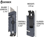 Gerber Gear Prybrid, Box Cutter Retractable Blade, Heavy Duty Utility Knife with Pry Bar, Bottle Opener, and Wire Stripper - Multi tool Pocket Knife - EDC Gear - Blue