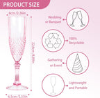 Plastic Champagne Flutes, 12PCS Pink Plastic Wine Glasses Goblets Reusable Champagne Flute for Weddings, Bachelor Parties, Toasting, and Events(12, Pink)