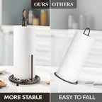 JOGREFUL Paper Towel Holder Stand, Cast Iron Kitchen Paper Towel Countertop Vintage Stand with Weighted-Base, Bathroom Organization for Family Standard Large Size Roll Paper, Leaf Top, Coffee Gold