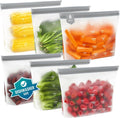 IDEATECH Reusable Bags Dishwasher Safe, BPA Free Reusable Freezer Bags Stand Up, Leakproof Silicone Bags for Food Storage Containers, Salad Fruit,Vegetables,Traval, Home Organization -Gray 6 Gallon