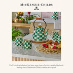 MACKENZIE-CHILDS Enamel Everyday Bowl, Serving Bowl for Entertaining, Medium, Green-and-White Emerald Check