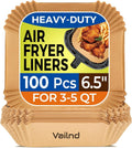 Air Fryer Paper Liners Disposable: 100PCS 6.5IN Square Non-Stick Air Fryer Parchment Paper, Food Grade Baking Sheets for Baking Roasting Microwave
