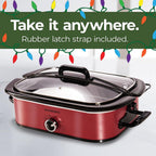 Magnifique 4-Quart Slow Cooker with Casserole Manual Warm Setting - Perfect Kitchen Small Appliance for Family Dinners, Dishwasher Safe Crock, Red