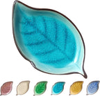 Ceramic Spoon Rest for Stove Top, Ice Cracks Leaf Cute Spoon Rest for Kitchen Counter, Cooking Spoon Holder for Kitchen Counter, Utensil Rest Spatula Rest Ladle Holder Tong Rest, 1 PC (A, Lake Blue)