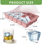 Silicone Ice Cube Tray, 2 Pack Easy-Release Stackable Ice Trays for Freezer with Lid 15 Reusable Cubes, Food Grade BPA Free Ice Molds for Whiskey, Baby Food, Coffee, Cocktail, Drinks (Pink)