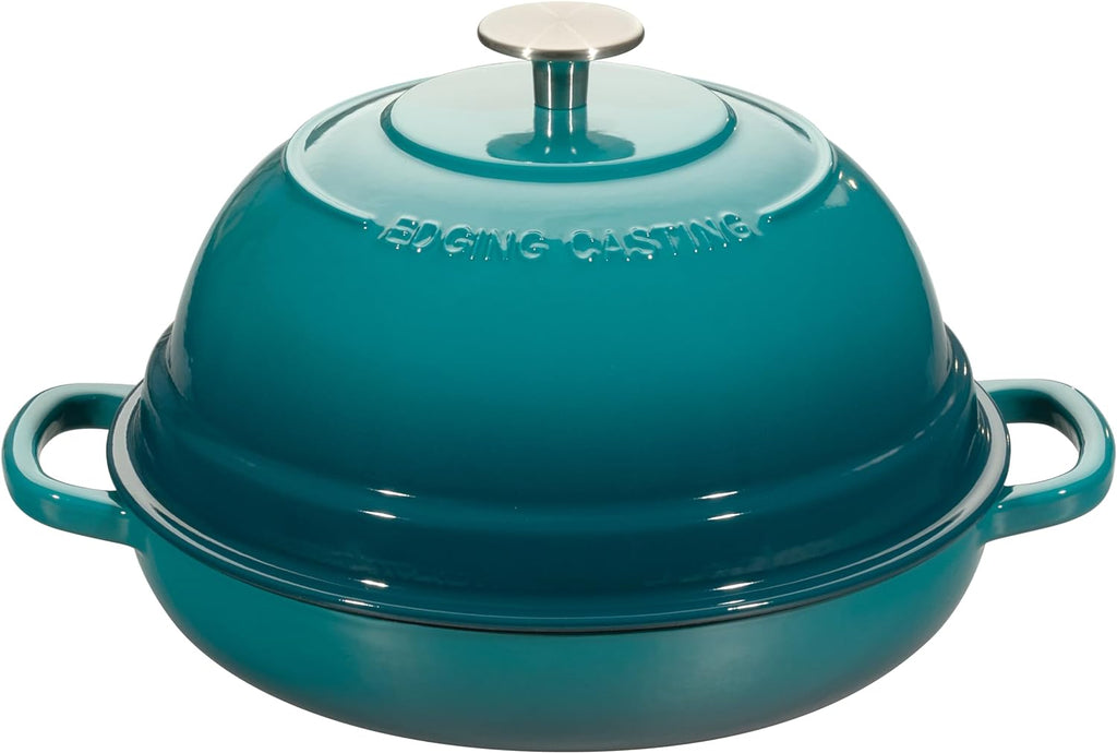 Enameled Cast Iron Dutch Oven Pot with Lid, Round Bread Oven for Homemade Sourdough Bread Baking, 6 Quart, Darkcyan