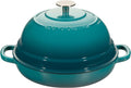 Enameled Cast Iron Dutch Oven Pot with Lid, Round Bread Oven for Homemade Sourdough Bread Baking, 6 Quart, Darkcyan