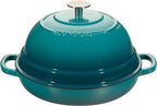 Enameled Cast Iron Dutch Oven Pot with Lid, Round Bread Oven for Homemade Sourdough Bread Baking, 6 Quart, Darkcyan