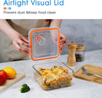 NUTRIUPS 1.1QT Square Glass Baking Dish with Lid, 6×6 inches Deep Small Baking Dish with Lid, Square Glass Baking Dishes for Oven