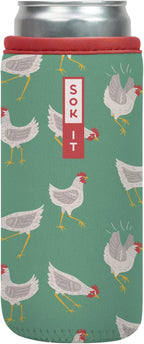 Sok It CanSok Sleeve for Beer & Soda Insulated Neoprene Cover (Flew The Coop, 12oz Slim Can Sleeve)