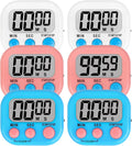 ZILLEEN 6 Pack Kitchen Timers for Cooking Digital Classroom Timers for Kids Teachers White Blue Pink