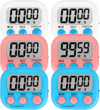 ZILLEEN 6 Pack Kitchen Timers for Cooking Digital Classroom Timers for Kids Teachers White Blue Pink